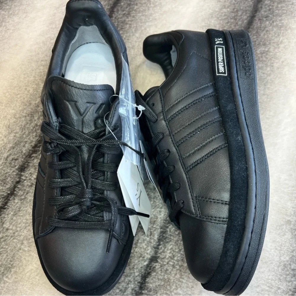 Y’s by Yohji Yamamoto Y’s adidas Wedge Stan Black Leather Sneakers